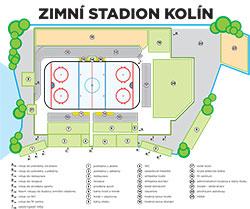 Zimní stadion Kolín - mapa areálu